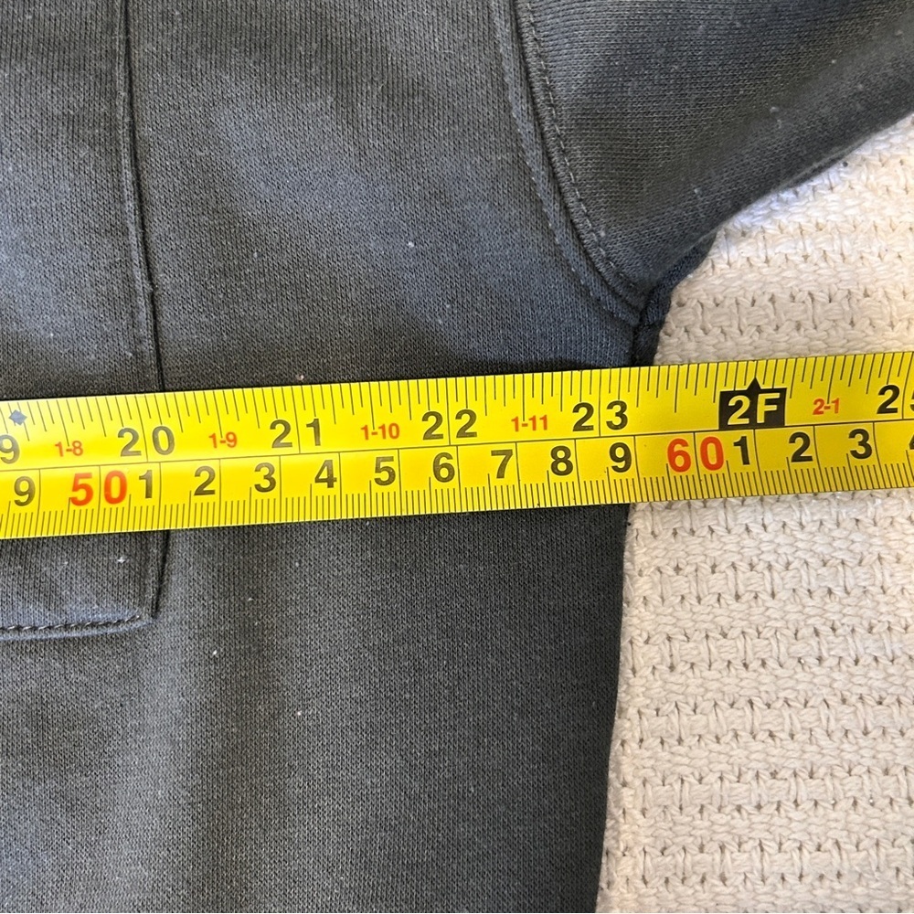 Women's Large Cropped Hoodie Zipped Front Pockets Dark Grey Oversized - Picture 6 of 8